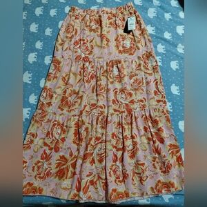 Floral Pink and Orange Women's Skirt